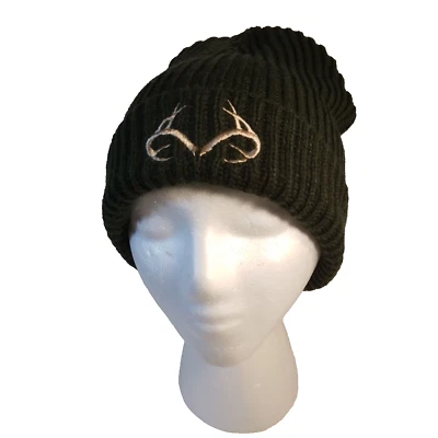 Realtree Knit Cap Green Beanie Hunting Embroidered Antlers Hats One Size - Image 1 of 4