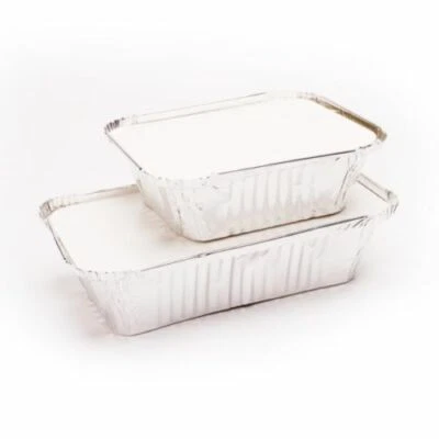 50 x Aluminium Foil Hot Food Containers Box + Lids Home Takeaway - ALL SIZES