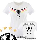 Comedy Shirts - DEUTSCHLAND WM 2014 - WUNSCHNAME und NUMMER - Damen T-Shirt - Ve
