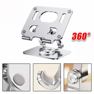 360° iPad Swivel Tablet Desk Stand Aluminum Holder Desktop Folding Foldable Tab - Picture 1 of 22