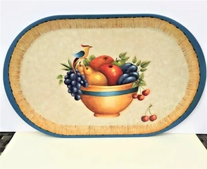 Bandeja de madera pintada a mano. Cuenco de fruta firmado por el artista ~ Decoración de granja - Imagen 1 de 5