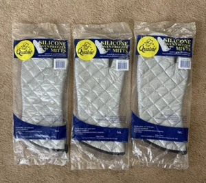 Lot of 3 Qualite Silicone 17" Oven/Freezer Mitt Heatproof Gloves Gray 801SG17 - Picture 1 of 10