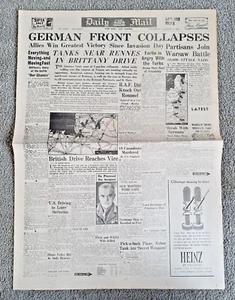 Tagespost Donnerstag 3. August 1944 WWII Deutsche Front bricht zusammen P716 - Bild 1 von 4
