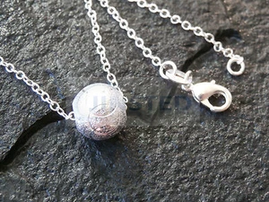 Silver 3D Ball Pendant Charm with  Necklace Chain Costume Jewellery Cute WN043 - Picture 1 of 3