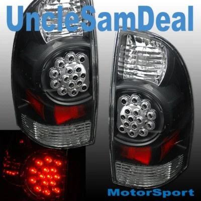 ДЛЯ 05-08 TOYOTA TACOMA ЧЕРНЫЙ КОРПУС ПРОЗРАЧНЫЕ ЛИНЗЫ СВЕТОДИОДНЫЕ ЗАДНИЕ ФОНАРИ ПАРА ПРЯМОЙ ПОСАДКИ - Изображение 1 из 2