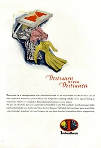 Stoff Indanthren XL Reklame von 1944 !!! Kleid Vertrauen Letzte Werbung ad - Picture 1 of 1