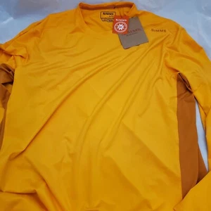 Simms SolarFlex Crew Neck Fishing Shirt Sunrise Sun Glow UPF HeiQ Mens Size XL - Picture 1 of 4