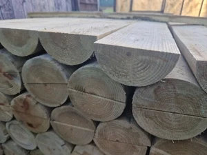 3.66m x 100mm machined half round rails Uc4 pressure treated - Picture 1 of 4