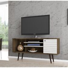 Manhattan Comfort Liberty Wood TV Stand for TVs up to 50" in Brown/White