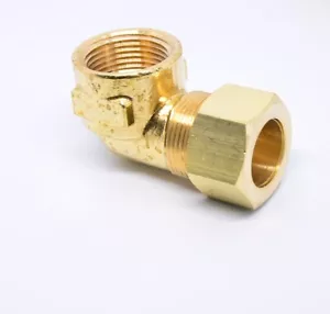 3/4 Tube OD Compression to 3/4 Female Npt 90 Elbow Fitting Adapter HVAC Air - Picture 1 of 3