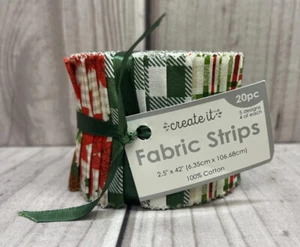 Create It 20 Piece Christmas Fabric Strips 5 Designs 4 Each 2.5” x 42” - Picture 1 of 7