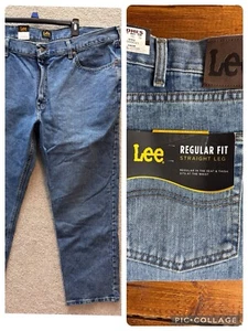 Lee Jeans Men's Size 42x30 Blue Denim Regular Straight Leg American Classic NEW - Picture 1 of 11