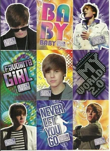 JUSTIN BIEBER TRADING CARDS - PANINI (2010) - LOT OF 9 STICKERS - Picture 1 of 1