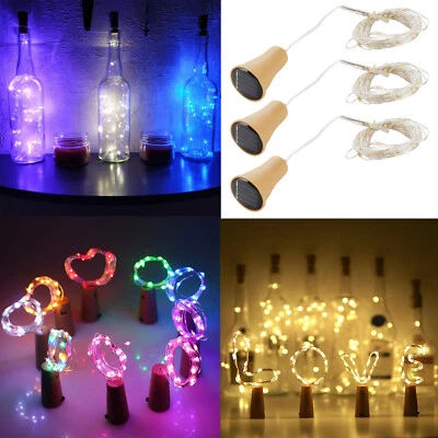 10/15/20 LED Solar Copper Cork Wire String Lights Wine Bottle Xmas Decor Lamp RC - Image 1 of 4