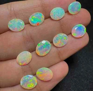 Piedra preciosa facetada ópalo etíope natural corte ovalado 8x6 mm, joyería piedra ópalo 1 pieza - Imagen 1 de 4