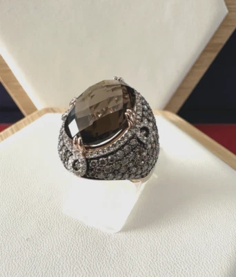 14kt.rose gold ladies ring with 3.25ct.Diamonds &11.60Ct.s.topaz,size 7,12.4Gr. - Image 1 of 4