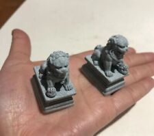 Statue Feng Shui Miniature Stone Guardian Dogs Sculpture Decor Mini Figure 2PCS