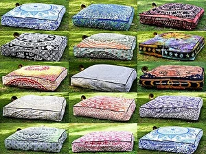 10 PCs Wholesale Lot Floor Pillow Outdoor Daybed Indian Ottoman Pouf Cover Large - Picture 1 of 12