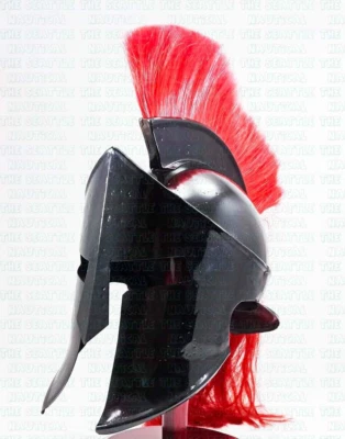 Casco espartano negro Warrior King Leonidas con pluma roja regalo de Navidad nuevo Foto 1 de 4