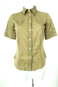 REPLAY Bluse Blouse Shirt Kurzarm Baumwolle Damen Gr. S in Khaki - Bild 1 von 4