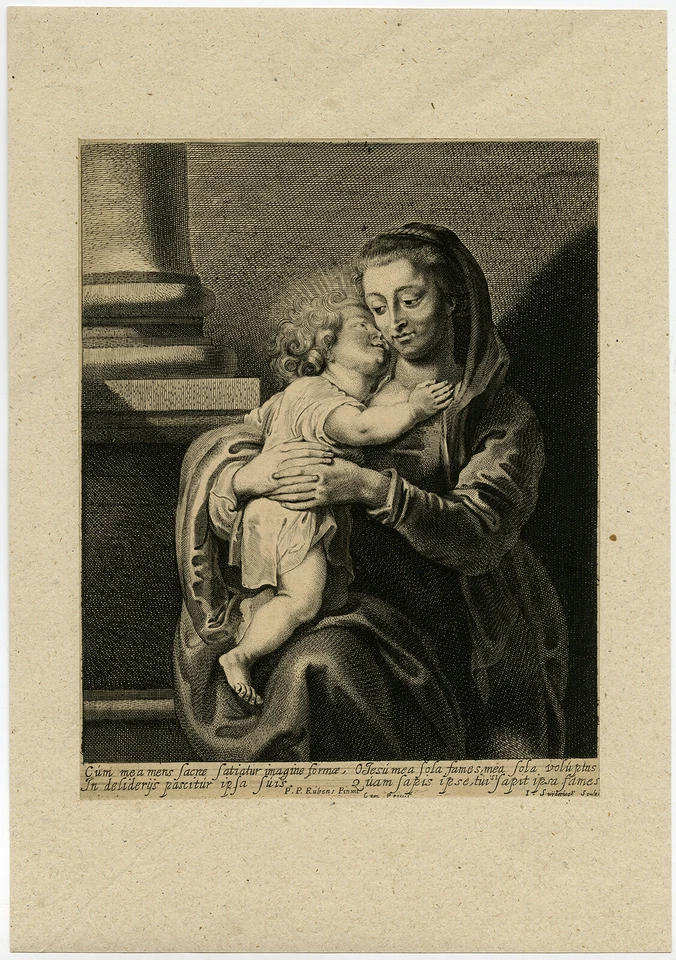 Antique Print-RELIGION-MARY-JEZUS-Rubens-Suyderhoef-ca. 1630 - Image 1 of 1
