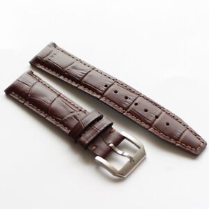 Strap Watch Band For IWC Watch - 22mm Brown Calf Leather 18mm Steel Pin Buckle