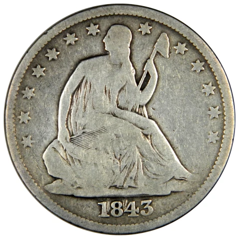 1843-O SEATED LIBERTY HALF DOLLAR ~ NICE ORIGINAL VG/FINE ~ PRICED RIGHT! Cover