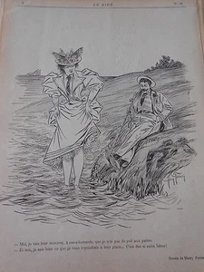 Caricature 1895 de Harry Finney Montrer au z homards pas de poil aux pattes - Picture 1 of 1