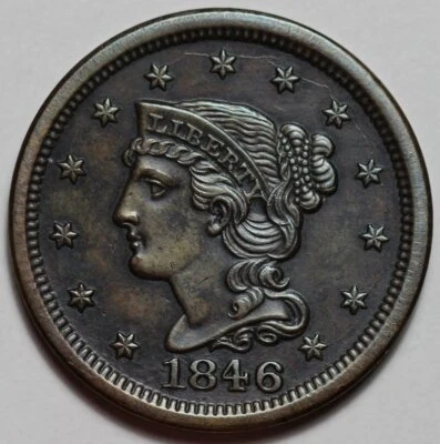 1846 Braided Hair Liberty Head Large Cent - US 1c Copper Coin - Image 1 of 4