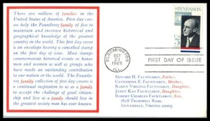 1965 Adlai E. Stevenson 5c Sc 1275 Bloomington FDC with biographical cachet (L48 - Picture 1 of 1