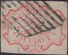 * 32.57 Stato Pontificio sc.1 carminio (11) usato con annullo originale.