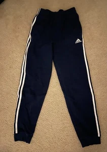Adidas Youth Track Pants Large Black & White 3 Stripes Boys Straight Leg - Picture 1 of 1