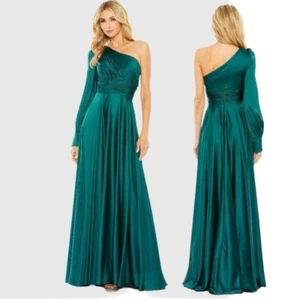 IEENA MAC DUGGAL 67866 smaragdgrün One-Shoulder Bischofsärmel fließendes Kleid Gr. 10 - Bild 1 von 14