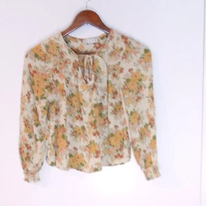 Cupcake & Cashmere Floral Blouse Long Sleeve Tie Neck Casual Top Kids /#6127 - Picture 1 of 6