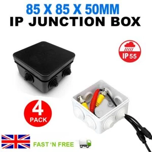 4X BLACK WHITE IP55 JUNCTION TERMINAL BOXES CCTV OUTDOOR WEATHERPROOF CABLE UK - Picture 1 of 11