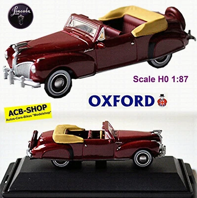Lincoln Continental 1941 Convertible Braun Marrone Rossiccio 1:87 Oxford - Immagine 1 di 4