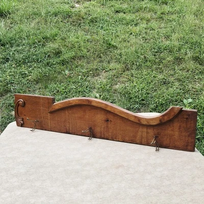 Antiguo perchero rústico de madera maciza de roble ganchos de alambre madera rescatada reutilizada ÚNICO EN SU CLASE Foto 1 de 4