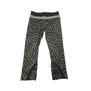 Lululemon Run Inspire Crop II Womens 6 Chevron Shuffle Fatigue Green Black Slate - Picture 1 of 5