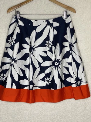Worth New York Women Orange & Black Floral A-Line Casual Skirt Size 8 - Image 1 of 4