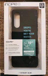 Funda Incipio DualPro para LG Velvet 5G UW Negra 10 pies Protección contra caídas Nueva - Imagen 1 de 5