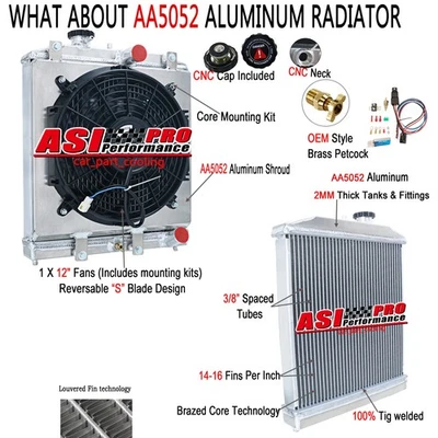 4 ROW RADIATOR+SHROUD FAN FIT 92-00 HONDA CIVIC EG EK/DEL SOL/INTEGRA MT - Imagem 1 de 4