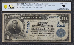 1902 Mayfield Kentucky $10 National Banknote Charter 2245 PCGS Very Fine 20 - Picture 1 of 2