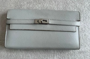 HERMES Paris Kelly lange Geldbörse grau silber faltbar Drehverschluss Japan authentisch - Bild 1 von 14