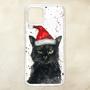 Lustige Handyhülle Grumpy Black Cat Weihnachten iPhone Samsung Motorola Pixel - Bild 1 von 1