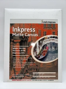 Inkpress Matte Canvas Photo Paper 8.5" X 11” 10 Sheets 20mil Thick New Sealed - Picture 1 of 5