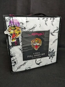 Ed Hardy 6-teiliges Bogenset, Full Size, Neu, Tattoo Rosen, Totenköpfe, Adler, Tiger - Bild 1 von 4