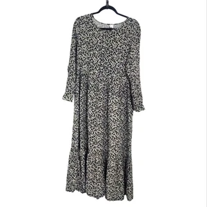 Antiguo Maxi Vestido Azul Marino L Manga Larga En Niveles Pradera Boho Country Bosque Hada - Imagen 1 de 5