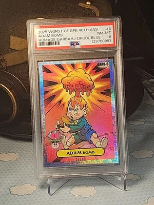 2025 Worst of Garbage Pail Kids 40th Homage Adam Bomb GARB-6 Drool Blue /99 - Image 1 of 4