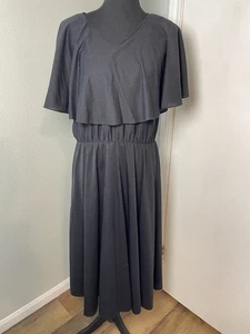 Vintage Disco Black Drape Top Dress 70's Anthony Richards Size 12 Retro - Picture 1 of 8