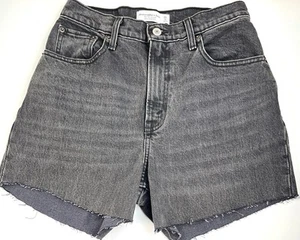 Abercrombie & Fitch ultra high rise short black denim distressed size 2 - Picture 1 of 11